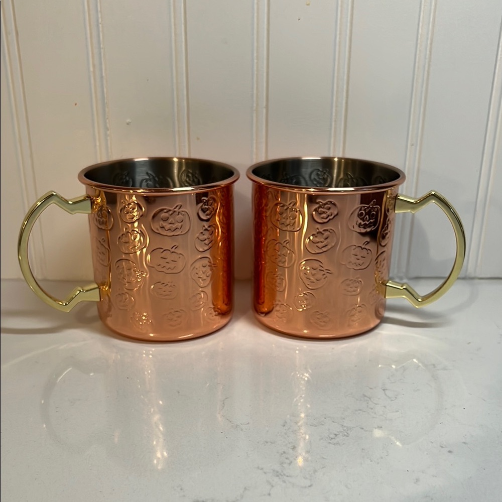 Copper Pumpkin Embossed Moscow Mule Cup Set